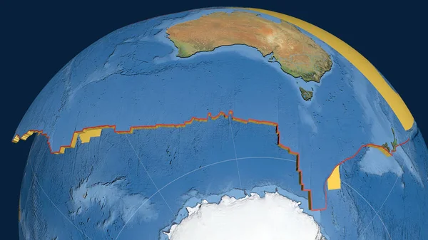 Plaque Tectonique Australienne Extrudée Sur Globe Imagerie Satellite Rendu — Photo