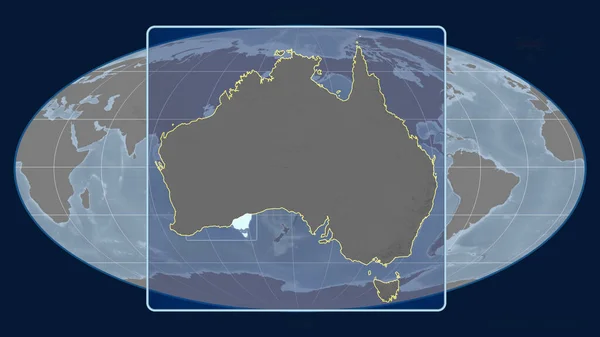 호주는 웨이드의 지구본에 그리며 전망을 내보이고 중심이다 Grayscale Elevation Map — 스톡 사진