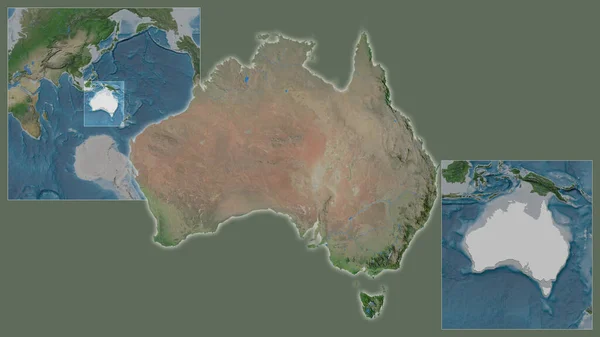 Close Austrália Sua Localização Região Centro Mapa Mundial Grande Escala — Fotografia de Stock