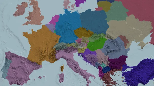 Áustria Ampliado Bairro Mapa Colorido Esburacado Divisão Administrativa Renderização — Fotografia de Stock