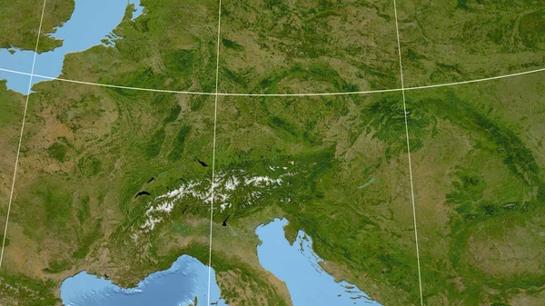 Австрия Соседство Отдаленная Перспектива Очертаний Спутниковые Снимки — стоковое фото