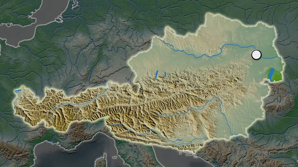 Área Destaque Áustria Com Ponto Capital Mapa Dessaturado Seu Bairro — Fotografia de Stock