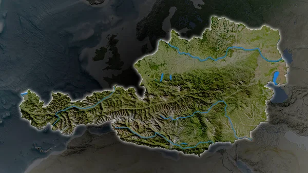 Австрия Расширилась Светилась Темном Фоне Своего Окружения Спутниковые Снимки — стоковое фото