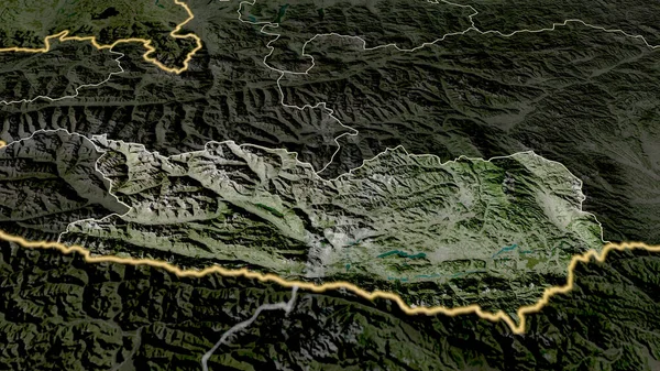 Karnten État Autriche Zoomé Mis Évidence Imagerie Satellite Rendu — Photo