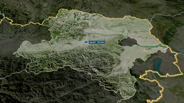 Niederosterreich Estado Austria Zoomed Destacó Con Capital Imágenes Satélite Renderizado — Foto de Stock