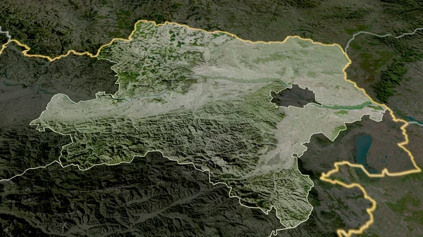 オーストリアのNiederostreich 状態は拡大し 強調した 衛星画像 3Dレンダリング — ストック写真