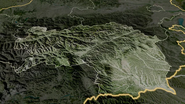 Steiermark Κατάσταση Της Αυστρίας Zoomed Και Τονίζεται Δορυφορικές Εικόνες Απόδοση — Φωτογραφία Αρχείου