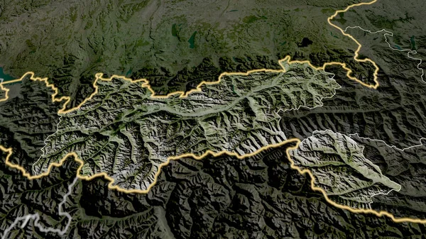 Tirol Avusturya Devleti Yakınlaştırıldı Altı Çizildi Uydu Görüntüleri Görüntüleme — Stok fotoğraf