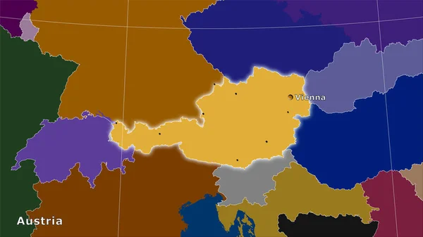 Autriche Zone Sur Carte Des Divisions Administratives Dans Projection Stéréographique — Photo