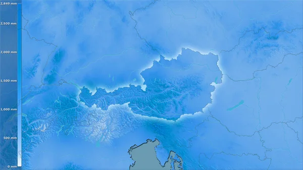 Precipitación Anual Dentro Del Área Austria Proyección Estereográfica Con Leyenda —  Fotos de Stock
