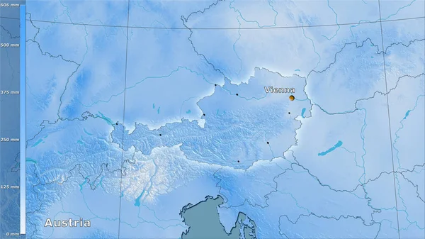 Precipitación Del Cuarto Más Frío Dentro Del Área Austria Proyección —  Fotos de Stock