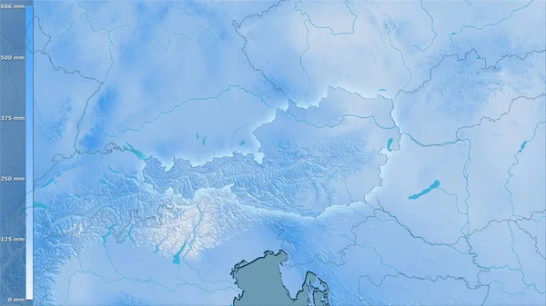 Precipitação Quarto Mais Frio Dentro Área Áustria Projeção Estereográfica Com — Fotografia de Stock