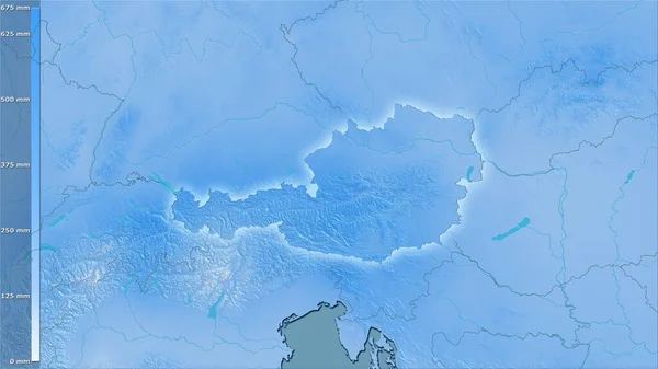 Precipitación Del Cuarto Más Cálido Dentro Del Área Austria Proyección —  Fotos de Stock