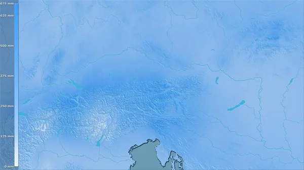 Avusturya Bölgesinin Sıcak Çeyreğinin Efsanevi Stereografik Projeksiyonla Yağışı Raster Tabakalarının — Stok fotoğraf