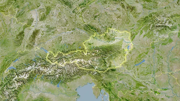 Österreich Gebiet Auf Dem Satelliten Eine Karte Der Stereographischen Projektion — Stockfoto