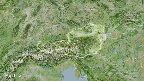 Obszar Austrii Mapie Satelitarnej Projekcji Stereograficznej Kompozycja Główna — Zdjęcie stockowe