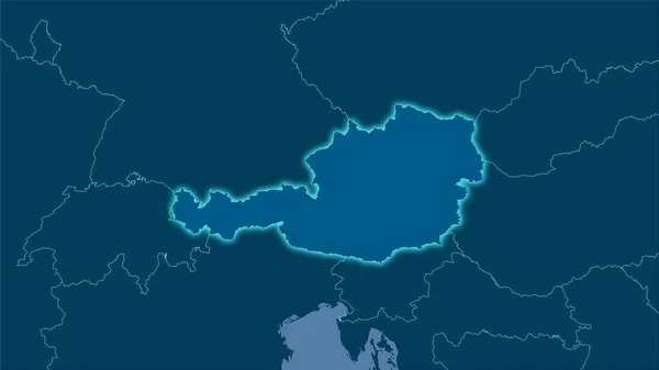 Austria Area Solid Map Stereographic Projection Raw Composition Raster Layers — Stock Photo, Image