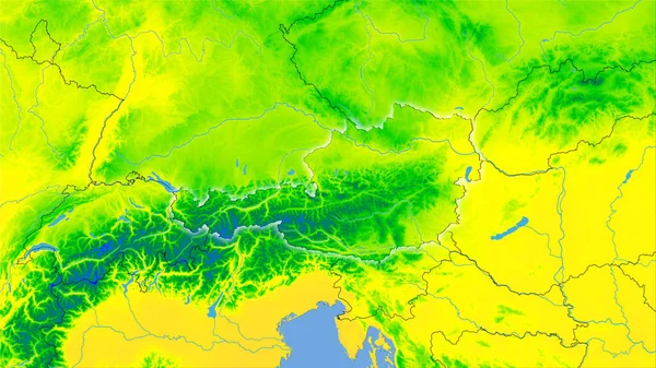 Area Austriaca Sulla Mappa Annuale Della Temperatura Nella Proiezione Stereografica — Foto Stock