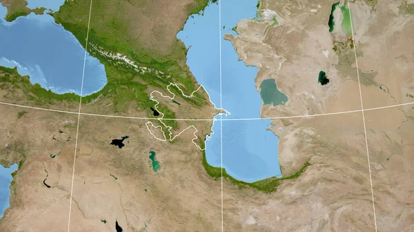 Azerbaiyán Barrio Perspectiva Distante Con Contorno Del País Imágenes Satélite —  Fotos de Stock