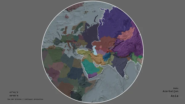 Het Gebied Van Azerbeidzjan Gecentreerd Cirkel Rond Zijn Continent Gedeukte — Stockfoto