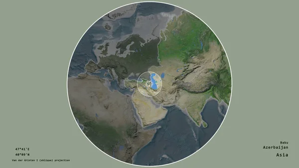 Площадь Азербайджана Отмечена Кругом Крупномасштабной Карте Континента Изолированной Ненасыщенном Фоне — стоковое фото