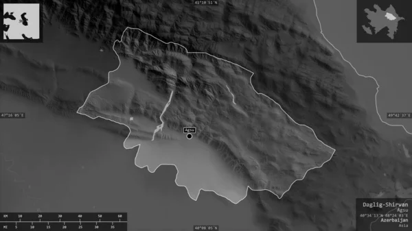 Дагліг Ширван Регіон Азербайджану Граймасштабна Карта Озерами Річками Форма Представлена — стокове фото