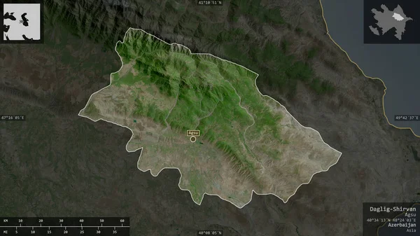 Daglig Shirvan Région Azerbaïdjan Imagerie Satellite Forme Présentée Contre Zone — Photo