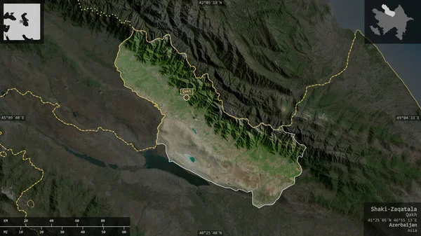 Shaki Zaqatala Region Azerbaijan Satellite Imagery Shape Presented Its Country — Stock Photo, Image