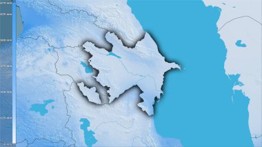 Efsanevi stereografik projeksiyondaki Azerbaycan bölgesinin en soğuk çeyreğinin yağışı - koyu parlak çizgili raster tabakalarının ham bileşimi
