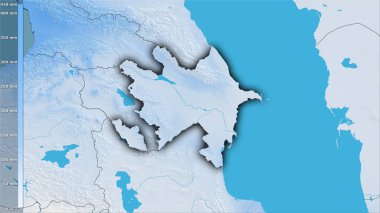 Efsanevi stereografik projeksiyondaki Azerbaycan bölgesindeki en kuru çeyrekliğin yağışı - koyu parlak çizgili raster tabakalarının ham bileşimi