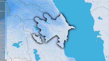 Efsanevi stereografik projeksiyondaki Azerbaycan bölgesinin en sıcak çeyreğinin yağışı - koyu parlak çizgili raster tabakalarının ham bileşimi