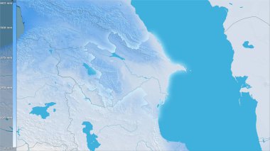 Efsanevi stereografik projeksiyondaki Azerbaycan bölgesinin en sıcak çeyreğinin yağışı - ışık saçan ana hatlı raster tabakalarının ham bileşimi