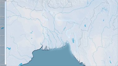 Efsanevi stereografik projeksiyondaki Bangladeş bölgesindeki en kurak ayın yağışı - ışık saçan ana hatlı raster tabakalarının ham bileşimi