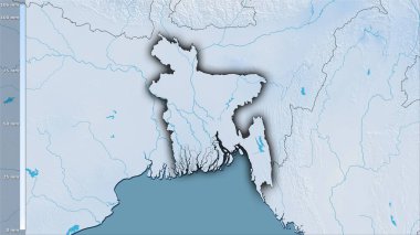 Efsanevi stereografik projeksiyonda Bangladeş bölgesinin en kuru çeyreğinin yağışı - koyu parlak dış hatlı raster tabakalarının ham bileşimi