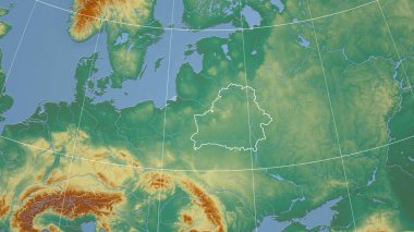 Beyaz Rusya. Mahalle - ülkenin dış hatlarıyla uzak perspektif. topografik yardım haritası