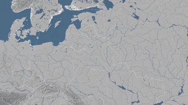 Belarus ve mahallesi. Uzak eğimli perspektif - özet yok. Gri tonlama yükseklik haritası