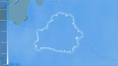 Belarus bölgesinde efsanevi stereografik projeksiyonla yıllık yağış - ışık saçan raster tabakalarının ham bileşimi