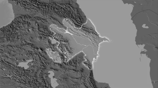 Área Azerbaiyán Mapa Elevación Bilevel Proyección Estereográfica Composición Cruda Capas — Foto de Stock