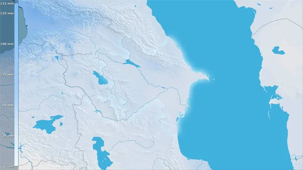 Precipitação Mês Mais Seco Dentro Área Azerbaijão Projeção Estereográfica Com — Fotografia de Stock