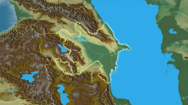 Área Azerbaijão Mapa Relevo Topográfico Projeção Estereográfica Composição Bruta Camadas — Fotografia de Stock