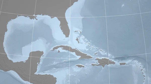 Bahamy Sąsiedztwo Odległa Perspektywa Bez Zarysu Mapa Elewacji Skali Szarej — Zdjęcie stockowe