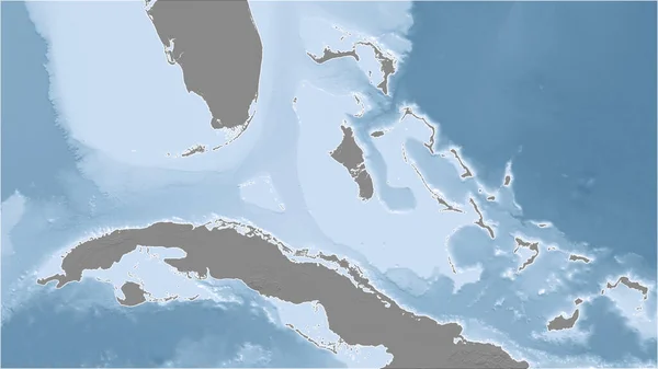 Багамы Крупный План Страны Очертаний Grayscale Elevation Map — стоковое фото