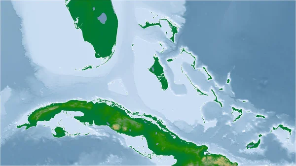 Bahamas Perspective Rapprochée Pays Pas Grandes Lignes Carte Physique Couleur — Photo
