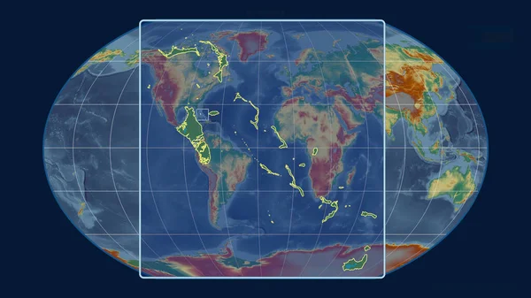 Втілений Точки Зору Багамських Перспективними Лініями Глобальній Карті Проекції Каврейського — стокове фото