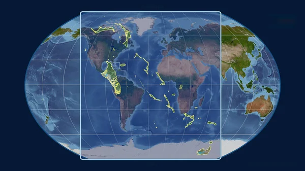 Втілений Точки Зору Багамських Перспективними Лініями Глобальній Карті Проекції Каврейського — стокове фото