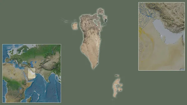 Primer Plano Bahréin Ubicación Región Centro Mapa Mundial Gran Escala — Foto de Stock