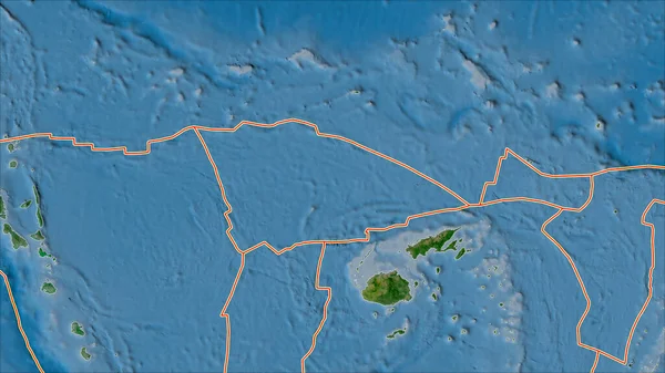 Tectonic Plates Borders Satellite Map Areas Adjacent Balmoral Reef Plate — Stock Photo, Image