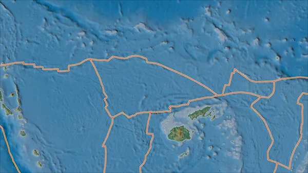 Tektonikus Lemezek Balmoral Reef Lemezterület Melletti Területek Domborzati Térképén Határolnak — Stock Fotó