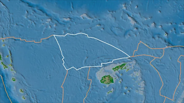 Zarysowana Płyta Tektoniczna Balmoral Reef Granice Sąsiadujących Płyt Fizycznej Mapie — Zdjęcie stockowe