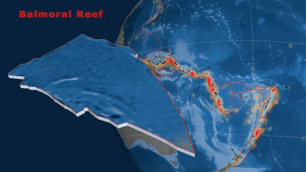 Тектоническая Плита Балморального Рифа Описана Экструдирована Представлена Земном Шаре Топография — стоковое фото